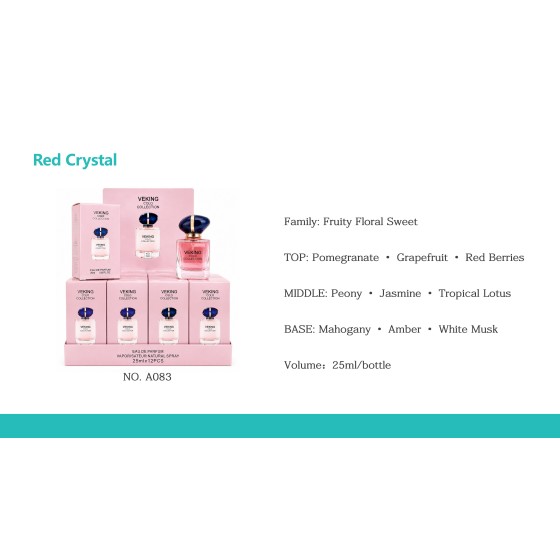 Veking Colo Red Crystal Women Perfume 25ml, Sweet Fruity Floral Long‑Lasting Eau De Parfum Spray